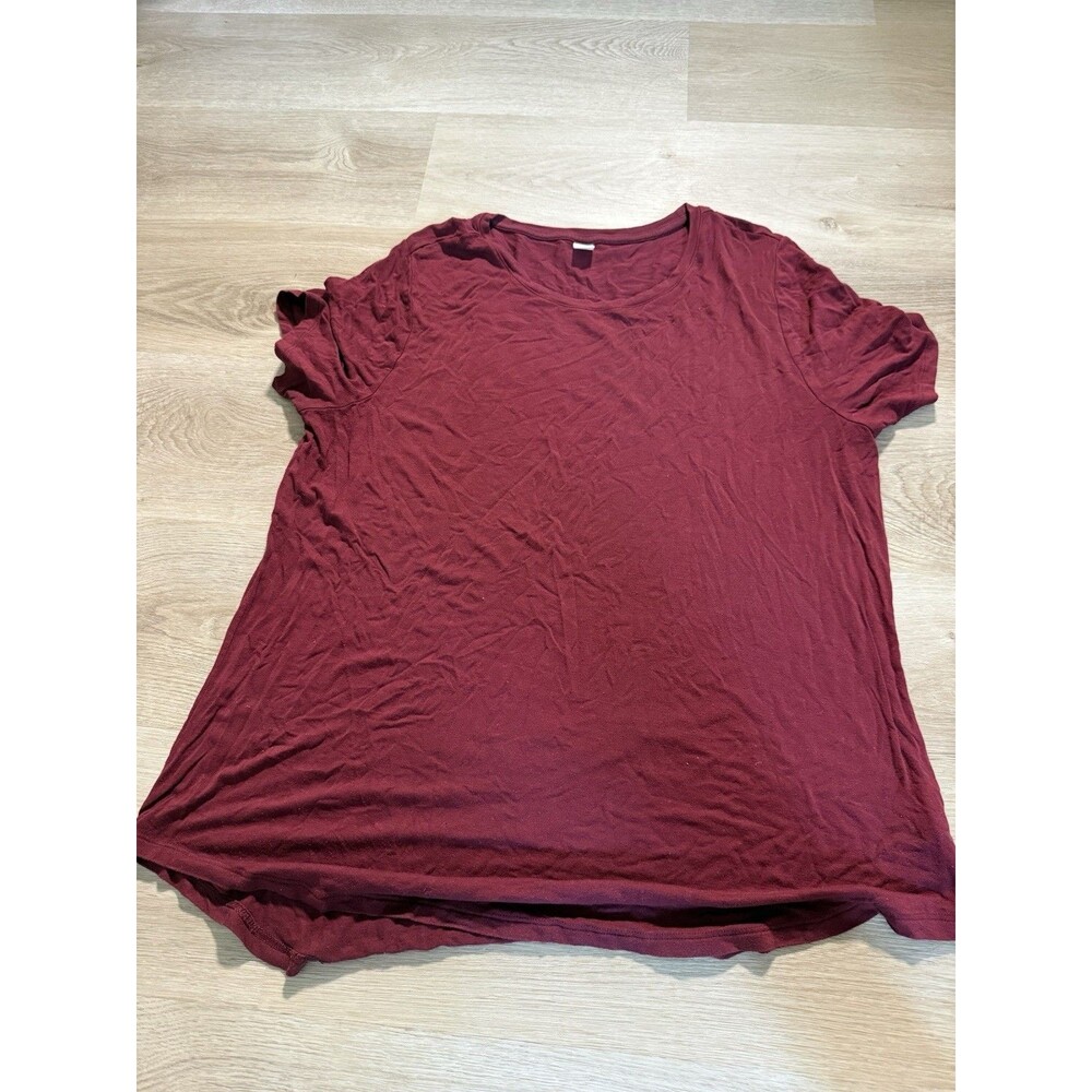 Old Navy Luxe XL Burgundy Soft Knit Tee Ruched Shoulder Womens Top